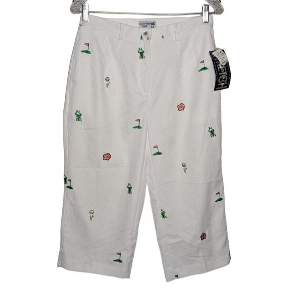 Coral Bay Pants - Coral Bay Golf petites white multicolor embroidered Golf capri's 8 petite